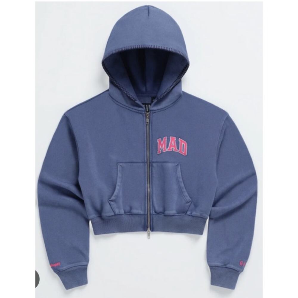 Gap x Madhappy MAD Cropped Full Zip Hoodie Blue NWT L